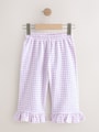 Pink/Blue Check Wide Leg Frill Trousers (3mths-7yrs) - Size 3-6 Months (62-68cm)