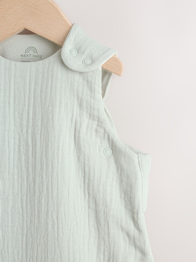 Sage Green Muslin 1 Tog Baby Sleep Bag