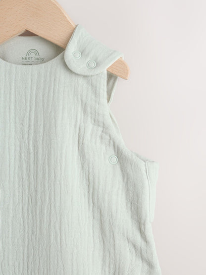 Sage Green Muslin 1 Tog Baby Sleep Bag