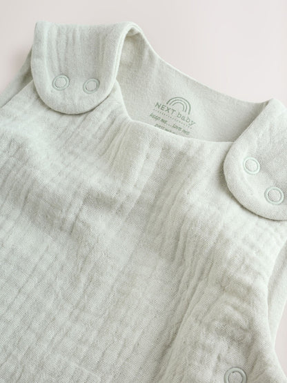Sage Green Muslin 1 Tog Baby Sleep Bag