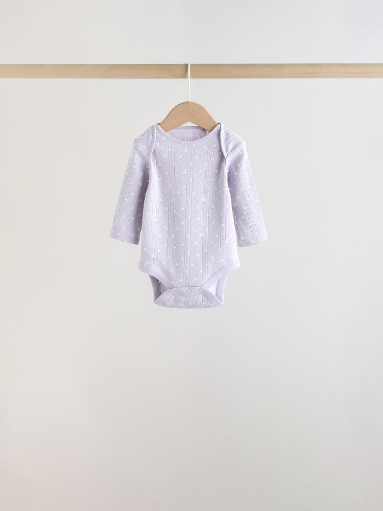 Purple Long Sleeve Baby Bodysuits 5 Pack