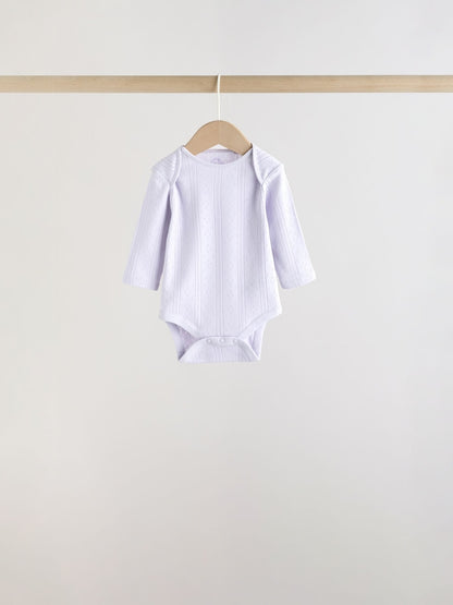 Purple Long Sleeve Baby Bodysuits 5 Pack