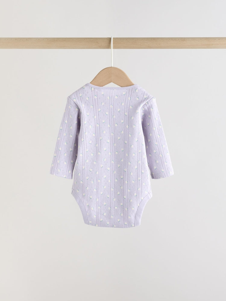 Purple Long Sleeve Baby Bodysuits 5 Pack