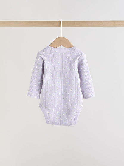 Purple Long Sleeve Baby Bodysuits 5 Pack