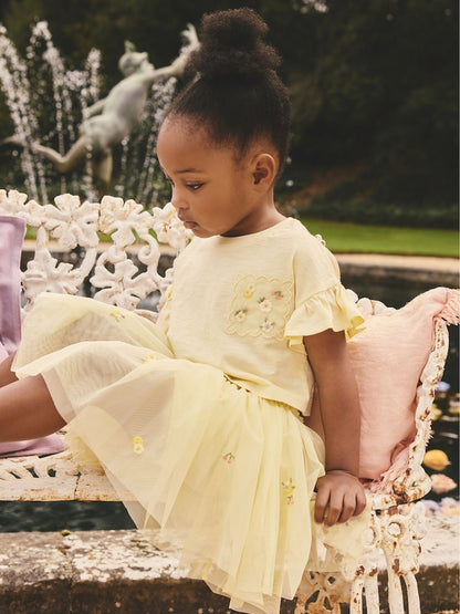 Yellow Embroidered Top &amp; Skirt Set (3mths-7yrs)