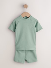 Green Textured Swim Set (3mths-7yrs) - Size 3-6 Months (62-68cm)