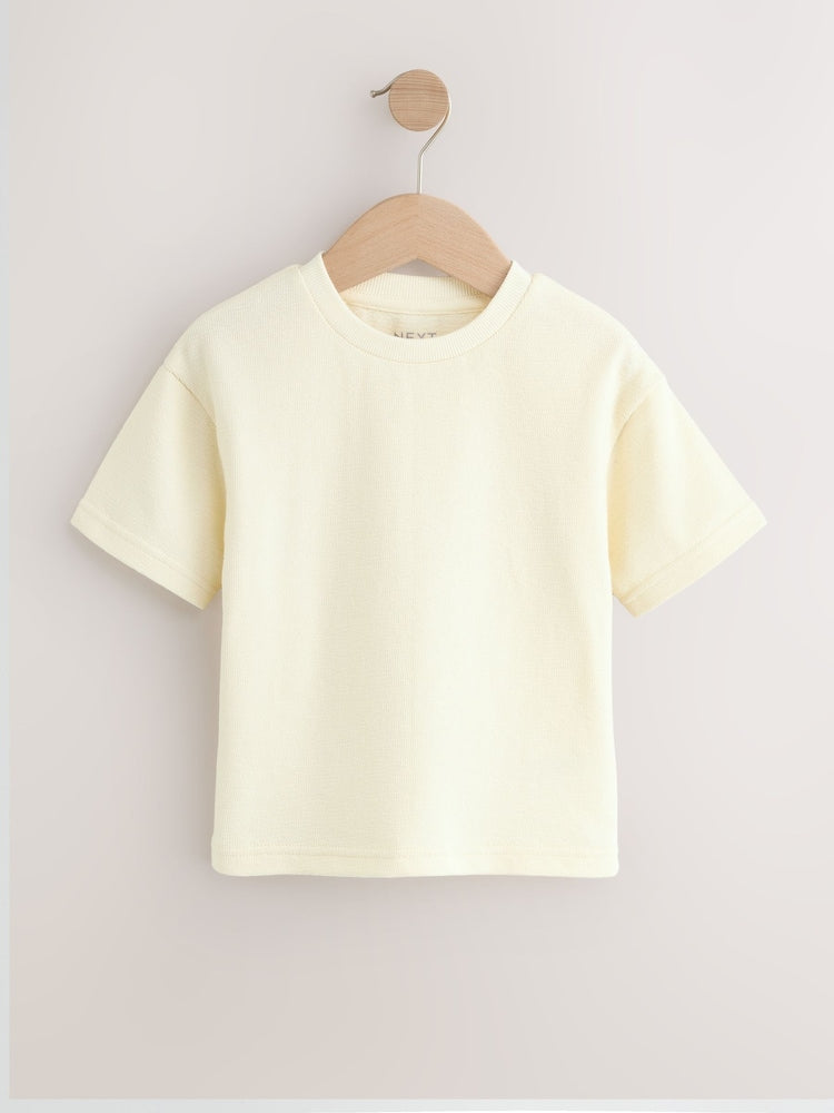 White Short Sleeve Textured T-Shirt (3mths-7yrs) - White / 12-18 Months (80-86cm)