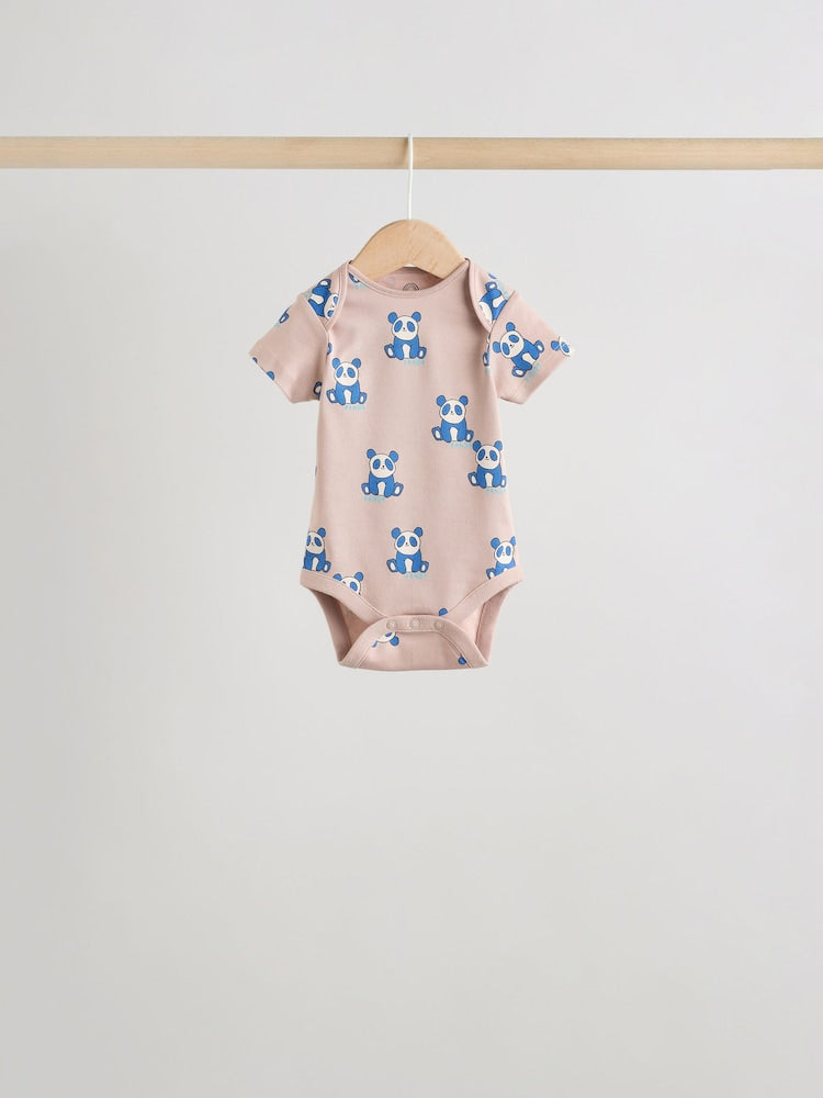 Multi Short Sleeve Baby Bodysuits 5 Pack