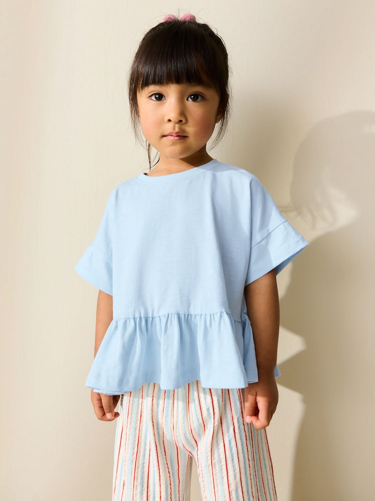 Blue Short Sleeve Peplum T-Shirt (3mths-7yrs) - Blue / 12-18 Months (80-86cm)