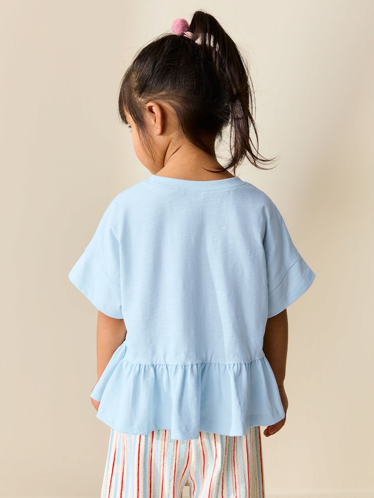 Blue Short Sleeve Peplum T-Shirt (3mths-7yrs)