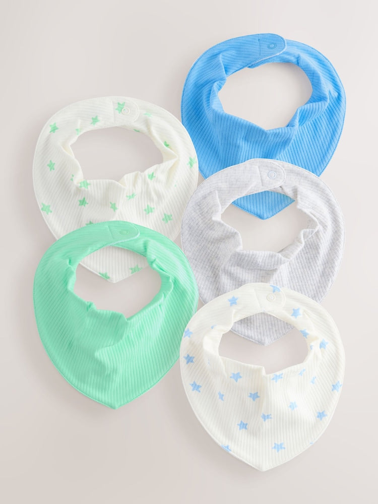 Blue/Green Baby Dribble Bibs 5 Pack - Up to 1 Month (50-56cm)
