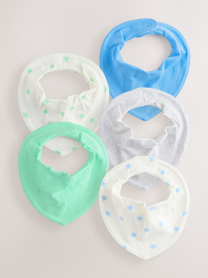 Blue/Green Baby Dribble Bibs 5 Pack - Up to 1 Month (50-56cm)