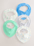 Blue/Green Baby Dribble Bibs 5 Pack - Up to 1 Month (50-56cm)