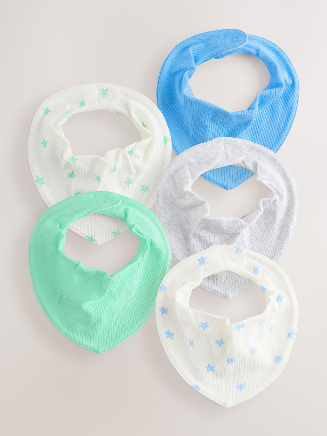 Blue/Green Baby Dribble Bibs 5 Pack - Size One - Default 1