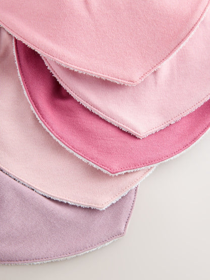 Pink 5 Pack Baby Dribble Bibs