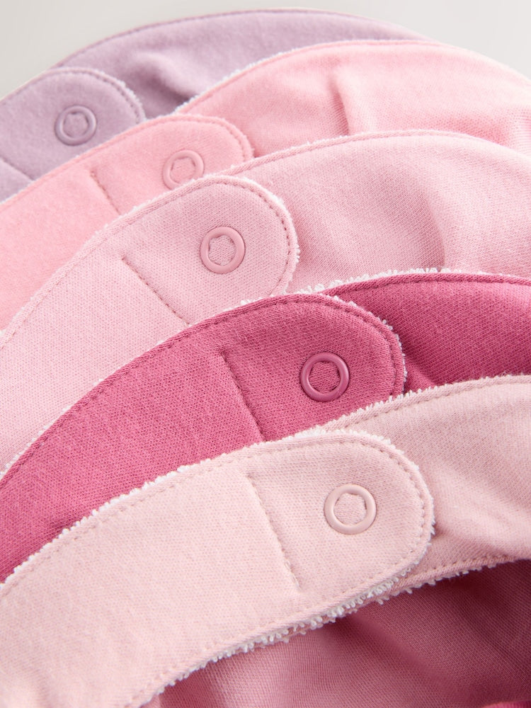 Pink 5 Pack Baby Dribble Bibs