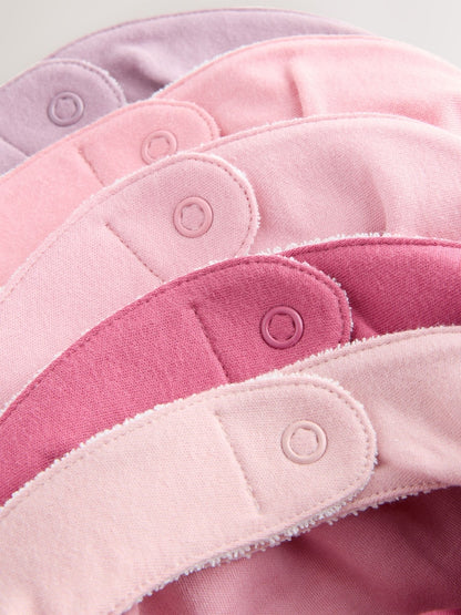 Pink 5 Pack Baby Dribble Bibs