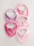 Pink 5 Pack Baby Dribble Bibs - Up to 1 Month (50-56cm)