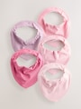 Pink 5 Pack Baby Dribble Bibs - Size One