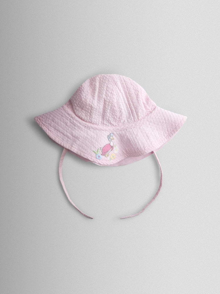 JoJo Maman Bébé Pink Jemima Puddle-Duck Embroidered Romper &amp; Hat Set - Size Up To 3 Months (50 - 62cm)