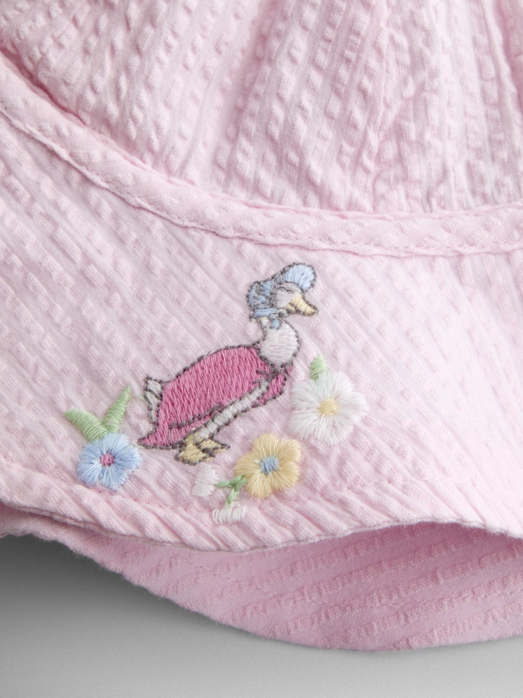 JoJo Maman Bébé Pink Jemima Puddle-Duck Embroidered Romper &amp; Hat Set - Size Up To 3 Months (50 - 62cm)