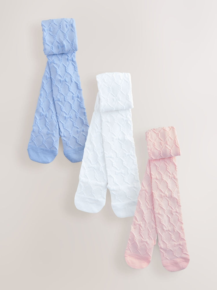 Baker by Ted Baker 3 Pack Occasion Embossed Multi Tights - Size 12-18 Months (80-86cm)