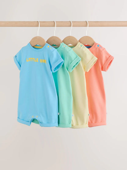 Bright Slogan Jersey Baby Rompers 4 Pack
