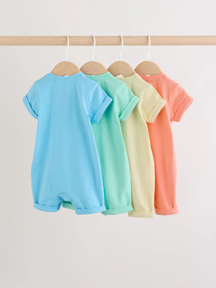 Bright Slogan Jersey Baby Rompers 4 Pack