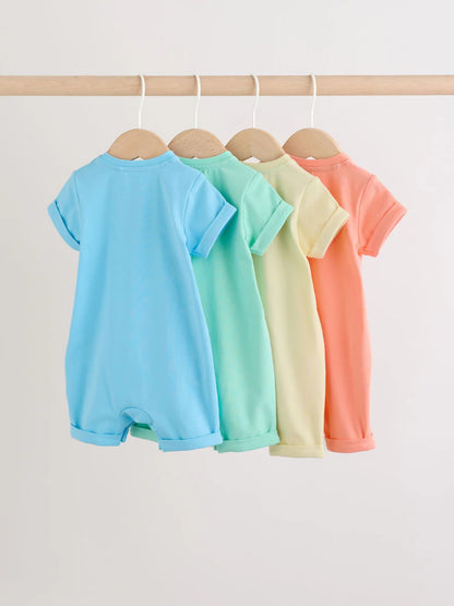 Bright Slogan Jersey Baby Rompers 4 Pack