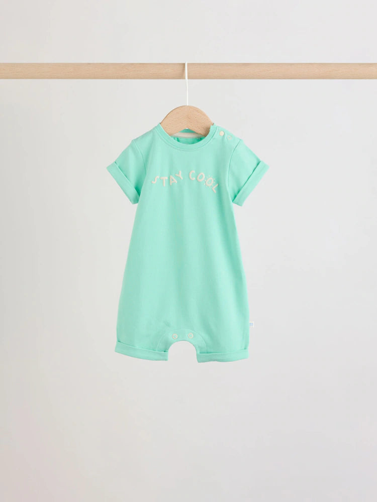 Bright Slogan Jersey Baby Rompers 4 Pack