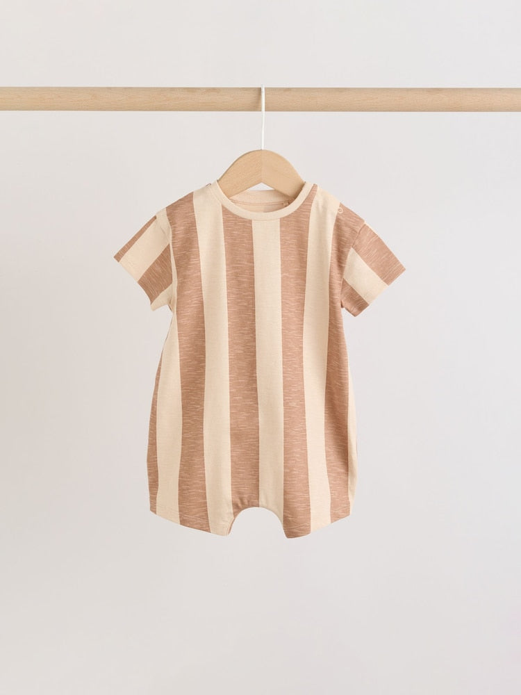 Neutral Palm Print Jersey Baby Rompers 3 Pack