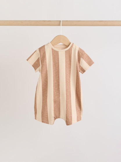 Neutral Palm Print Jersey Baby Rompers 3 Pack