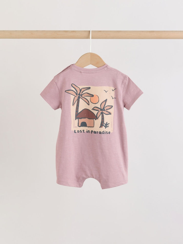 Neutral Palm Print Jersey Baby Rompers 3 Pack