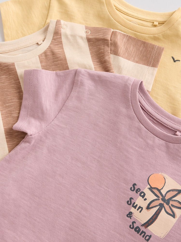 Neutral Palm Print Jersey Baby Rompers 3 Pack