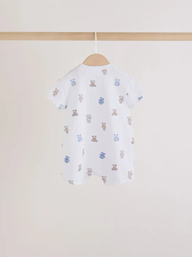 Blue/Brown Bear Jersey Baby Rompers 3 Pack