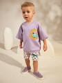 Lilac Purple Hot Wheels Check Short T-Shirt Set (9mths-8yrs) - Size 9-12 Months (74-80cm)
