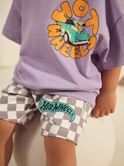 Lilac Purple Hot Wheels Check Short T-Shirt Set (9mths-8yrs) - Size 9-12 Months (74-80cm)
