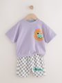 Lilac Purple Hot Wheels Check Short T-Shirt Set (9mths-8yrs) - Size 9-12 Months (74-80cm)