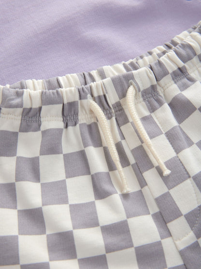 Lilac Purple Hot Wheels Check Short T-Shirt Set (9mths-8yrs) - Size 9-12 Months (74-80cm)