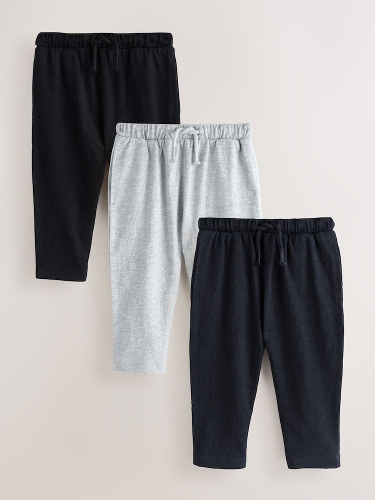 Black/ Navy Blue/ Grey Stripe Joggers 3 Pack (3mths-7yrs) - Size 3-6 Months (62-68cm) - Black/ Navy Blue/ Grey