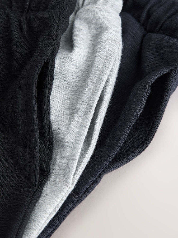 Black/ Navy Blue/ Grey Stripe Joggers 3 Pack (3mths-7yrs) - Size 3-6 Months (62-68cm)