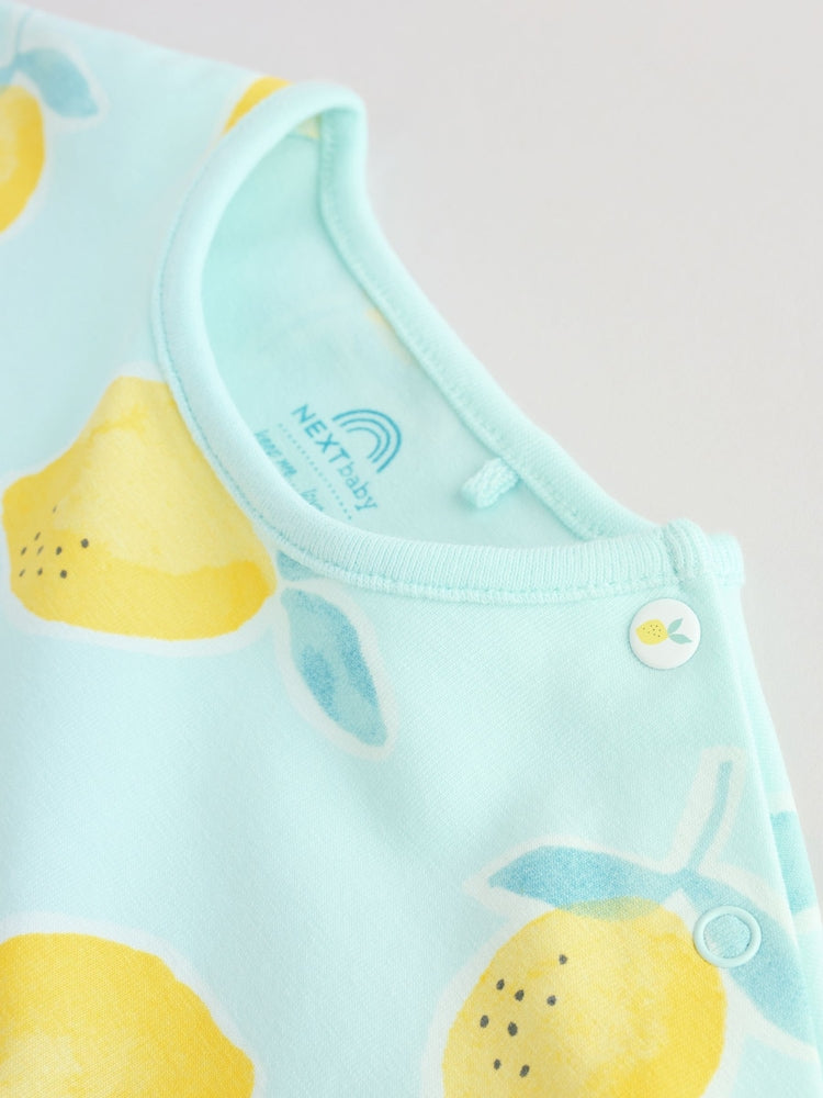 Blue and Yellow Lemon Printed