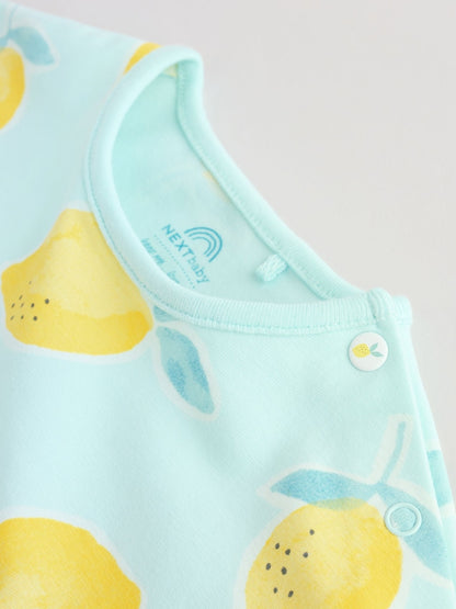 Blue and Yellow Lemon Printed