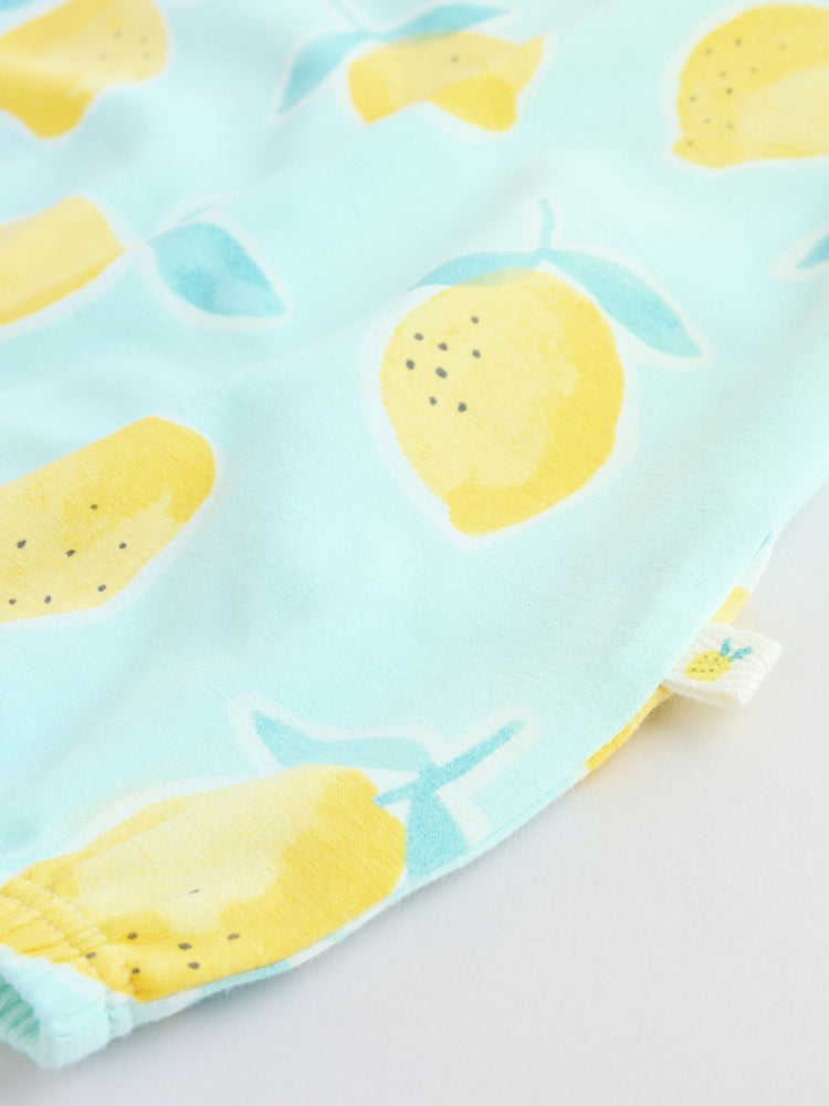 Blue and Yellow Lemon Printed