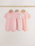 Pink Tonal Striped 3 Pack Jersey Baby Rompers 3 Pack - Pink Tonal Striped 3 Pack / 12-18 Months (80-86cm)