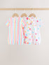 Multi Bright All-Over Printed Jersey Baby Rompers 3 Pack - Multi Bright All-Over Printed / 12-18 Months (80-86cm)