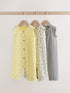 Monochrome Floral Rib Wide Leg Jersey Baby Rompers 3 Pack - Monochrome Floral Rib Wide Leg / 12-18 Months (80-86cm)