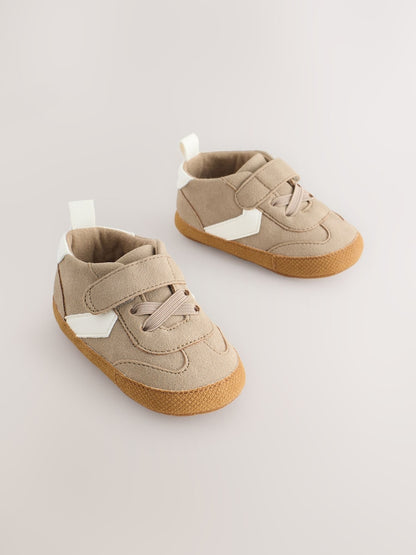 Neutral Brown Touch Fastening Baby Trainers (0-2mths) - Size Up To 3 Months (50 - 62cm)
