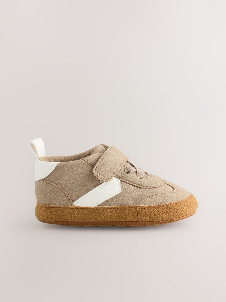 Neutral Brown Touch Fastening Baby Trainers (0-2mths) - Size Up To 3 Months (50 - 62cm)