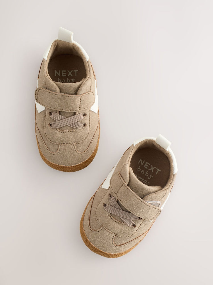 Neutral Brown Touch Fastening Baby Trainers (0-2mths) - Size Up To 3 Months (50 - 62cm)